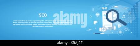 Seo Optimization Concept Horizontal Web Banner With Copy Space Stock Vector