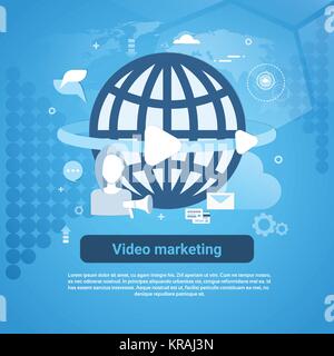 Video Marketing Concept Web Banner With Copy Space Stock Vector