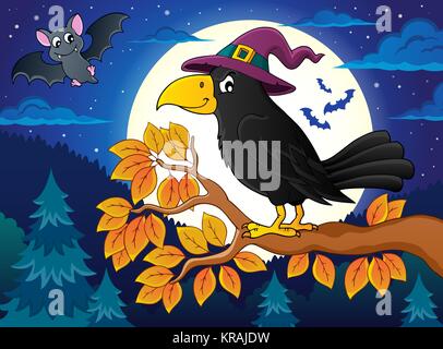 Witch crow theme image 2 Stock Photo