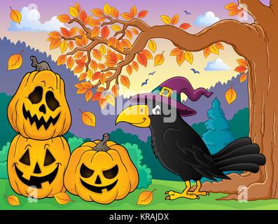 Witch crow theme image 3 Stock Photo