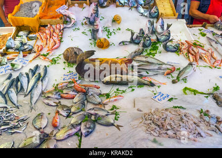 seafood and fish for sale at a market in sicily Stock Photo