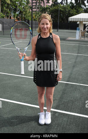 BOCA RATON, FL - NOVEMBER 20: Chris Evert playing Tennis at The Boca Raton Resort Tennis Center for the 26th Annual Chris Evert/Raymond James Pro-Celebrity Tennis Classic, Boca Raton, Florida.   People:  Chris Evert Stock Photo