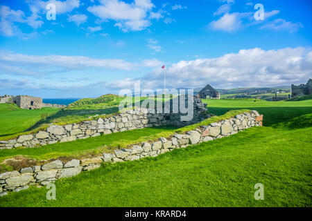 Peel castle constructed by Vikings in Peel city in the Isle of Man Stock Photo