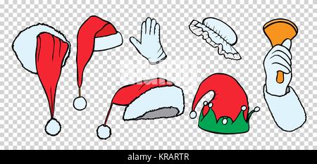 Vector illustration of collection of red santa caps Stock Vector