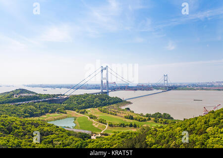 Jiangyin bridge of Wuxi City,Jiangsu Province,China Stock Photo