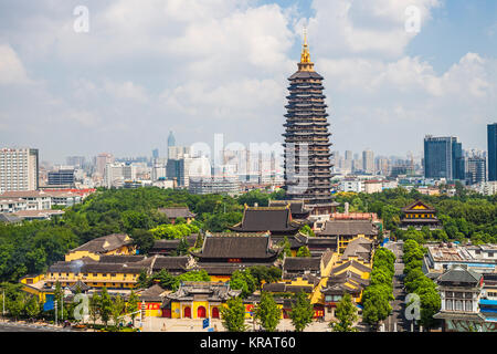 Pagoda of Tianning Temple,Changzhou,Jiangsu Province,China Stock Photo