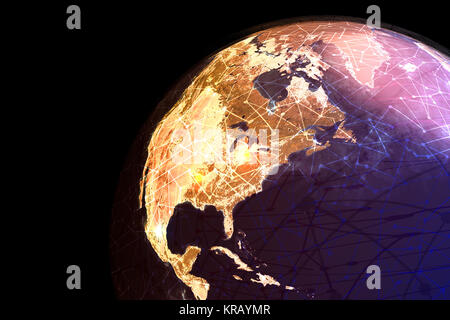 A globe showing global electronic communications and nodes. Stock Photo