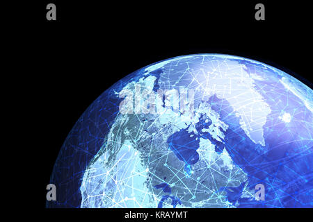 A globe showing global electronic communications and nodes. Stock Photo