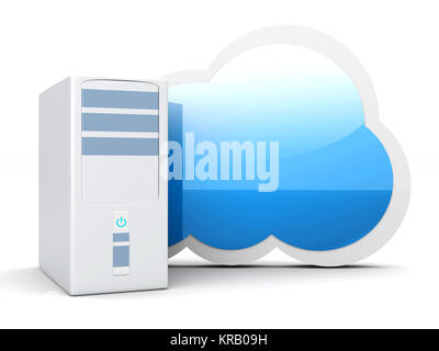 Cloud computing. 3D rendered illustration. Stock Photo