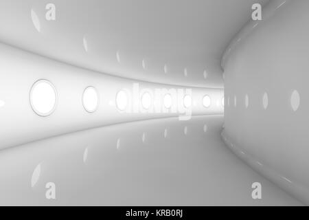 3D rendered Illustration of a empty futuristic spaceship or space station floor. Stock Photo