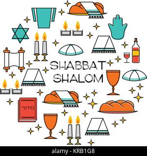 Shabbat shalom greeting card Stock Vector