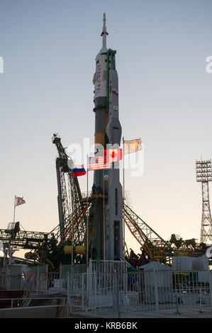 The flags representing Kazakhstan and the nations of the three crewmembers who will launch in the Soyuz TMA-07M spacecraft are shown at the launch pad at the Baikonur Cosmodrome in Kazakhstan on Monday, Dec. 17, 2012.   From left to right are the flags of Russia, the United States, Canada and Kazakhstan.  Scheduled to launch on December 19 local time are Expedition 34/35 Flight Engineer Tom Marshburn of NASA, Soyuz Commander Roman Romanenko and Expedition 35 Commander Chris Hadfield of the Canadian Space Agency (CSA) on a five-month mission aboard the International Space Station. Photo Credit: Stock Photo