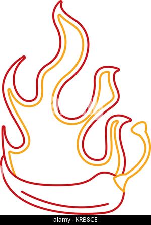 spicy chile vegetable with flames Stock Vector