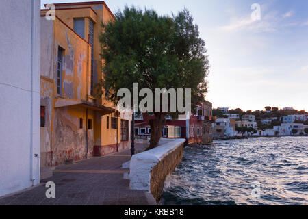 Evening colors over the village of Agia Marina, Leros island, Greece Stock Photo