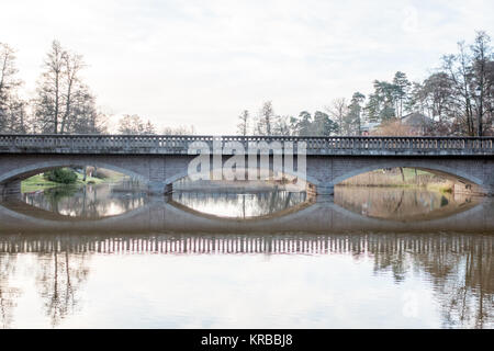 Mjolby, Sweden- November 30th, 2017: Mjolby town centerbridge over the river kalled svartan Stock Photo
