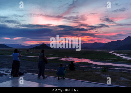 Beautiful sunset in Pinatubo, Philippines Stock Photo
