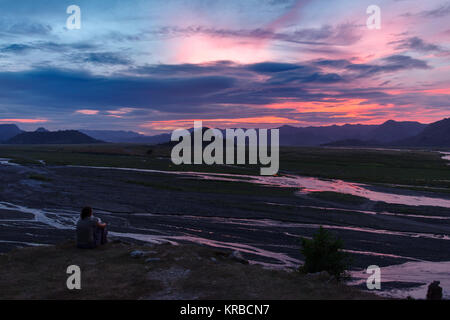 Beautiful sunset in Pinatubo, Philippines Stock Photo