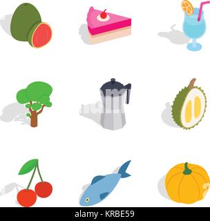 Cafe icons set, isometric style Stock Vector