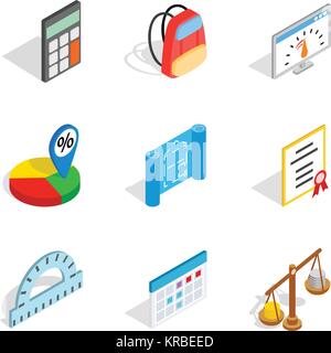 Calculator icons set, isometric style Stock Vector