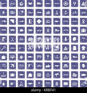 100 delivery icons set grunge sapphire Stock Vector