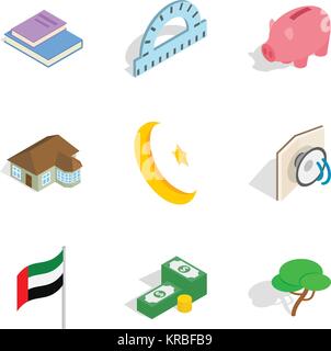 Capital icons set, isometric style Stock Vector