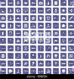 100 development icons set grunge sapphire Stock Vector