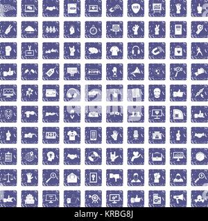 100 different gestures icons set grunge sapphire Stock Vector
