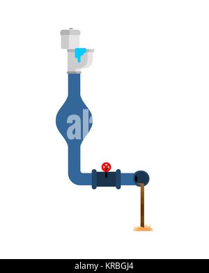 Sewage clogged. Litter in water pipe. old pipes. Water leak. Sewerage is broken. Vector illustration Stock Vector
