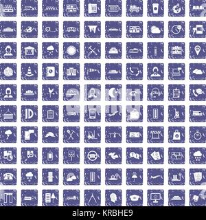 100 dispatcher icons set grunge sapphire Stock Vector