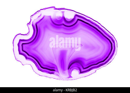 Abstract background - blue agate mineral cross section isolated on white background Stock Photo