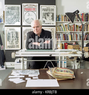 English Journalist and Author Francis Wheen at the Private Eye offices, London, England, United Kingdom. Stock Photo