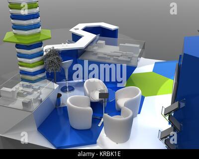 Exhibition Stand Interior Sample - Interiors Series  . 3D Stock Photo