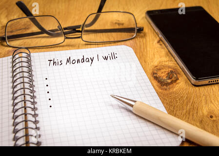 Plans for Monday concept Stock Photo