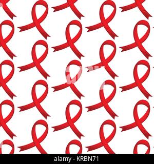 AIDS ribbon seamless pattern on white background. Stock Vector
