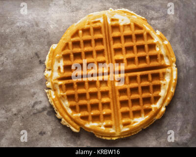 rustic golden plain waffle Stock Photo