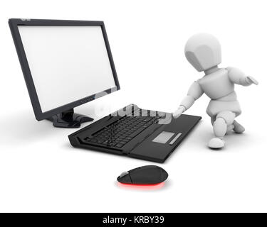 3D render of someone using a computer Stock Photo