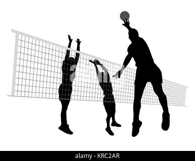 Men playing volleyball Stock Vector