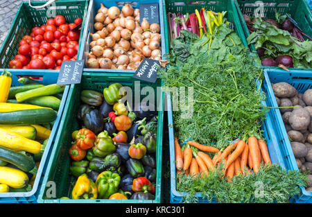 colorful selection of different vegetables on a market Stock Photo