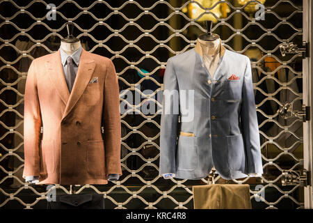Men suits in a luxury store in Paris Stock Photo