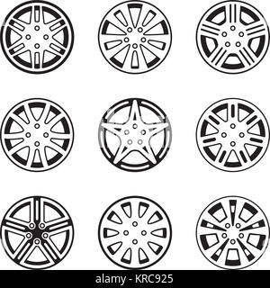 Car wheel vector icon set Stock Vector