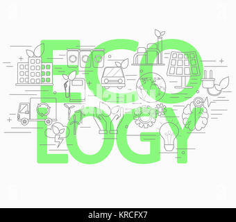 Line style concept of ecology. Stock Photo