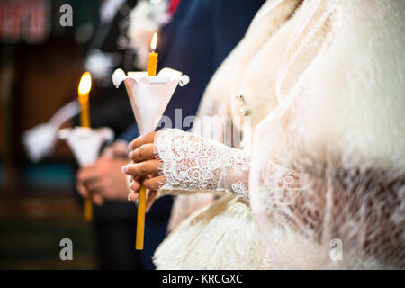 Wedding ceremony in orthodox church. Stock Photo