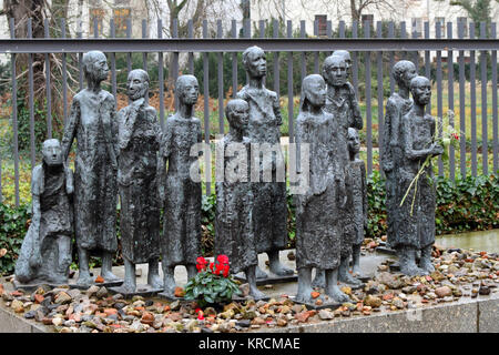 BERLIN, GERMANY - December 17 2017: Will Lammert’s sculpture “Jewish Victims of Fascism” in front of the Old Jewish cemetery in Berlin Mitte. Stock Photo