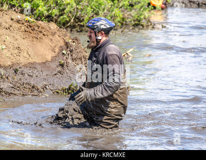 SALOVKA, RUSSIA - MAY 5, 2017: 4 X 4 off-road car in a puddle at the annual car racing 'Trophy rubezh 2017' Stock Photo