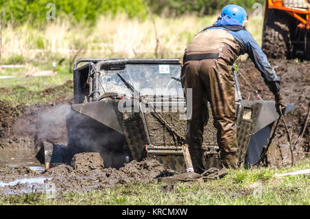 SALOVKA, RUSSIA - MAY 5, 2017: Muddy road championship at the annual car racing 'Trophy rubezh 2017' Stock Photo