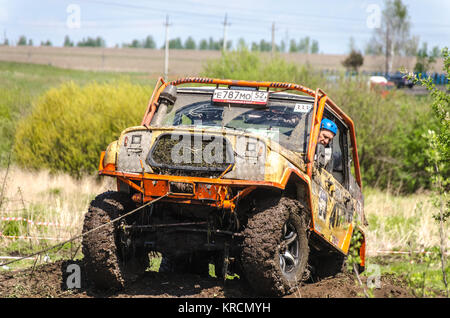 SALOVKA, RUSSIA - MAY 5, 2017: Annual off-road racing on off-road vehicles at the annual competition 'Trofi rubezh 2017'. Stock Photo