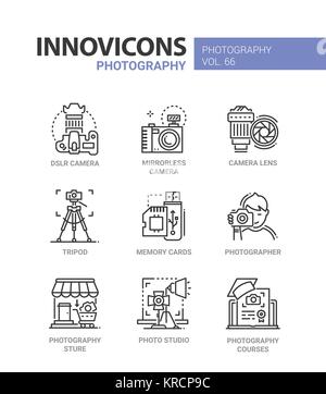 Photography - line design icons set Stock Vector