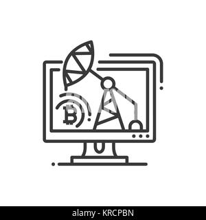 Mining rig - line design single isolated icon Stock Vector