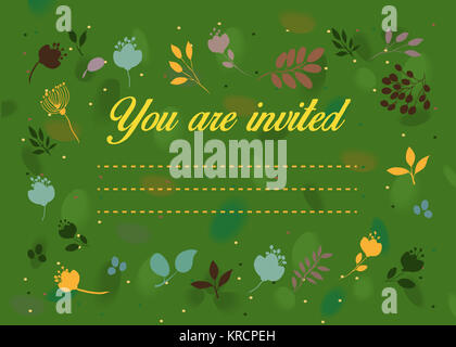 General invitation. You are invited. Floral card Stock Photo