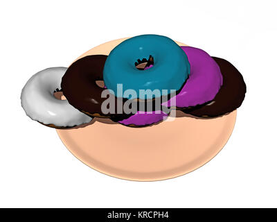 donuts on plate isolated Stock Photo